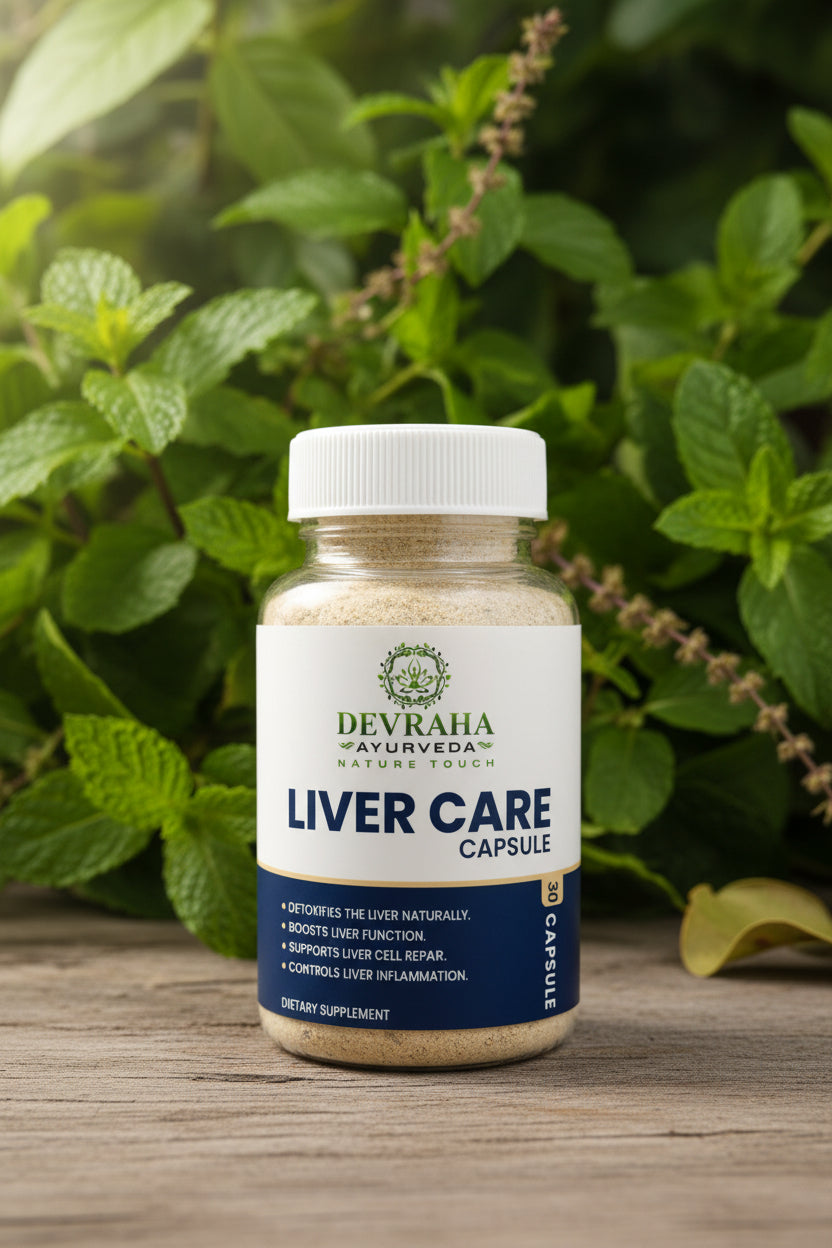 Devraha Ayurveda Liver Care capsule bottle on a white background